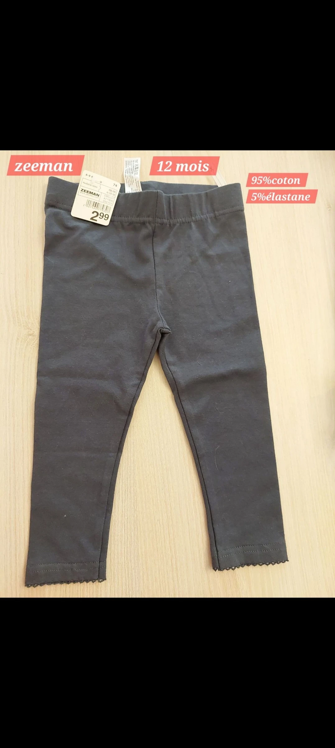 Lot de 3 leggings 12 mois fille 